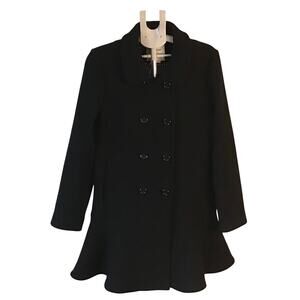 Kate Spade NY Black Double Breasted Hope Flared Pea Coat SZ. L NWT